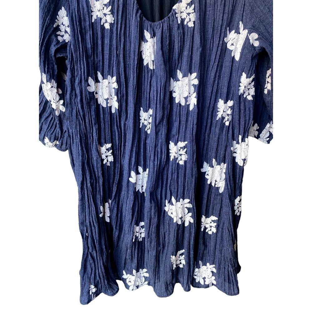 Sami and Dani Floral Embroidered Size 1X Blue  3/4 Sleeves‎ Mini Dress - Picture 9 of 10